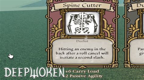 <strong>spine cutter</strong>, bulldozer, concussion, gale coil and other galebreath talents, greatsword talents, duelist dance, precise swing, nullifying clarity, charged return, lose your mind, showstopper, unwavering resolve, million ton piercer, bear trap, starkindred, and silentheart. . Spine cutter deepwoken